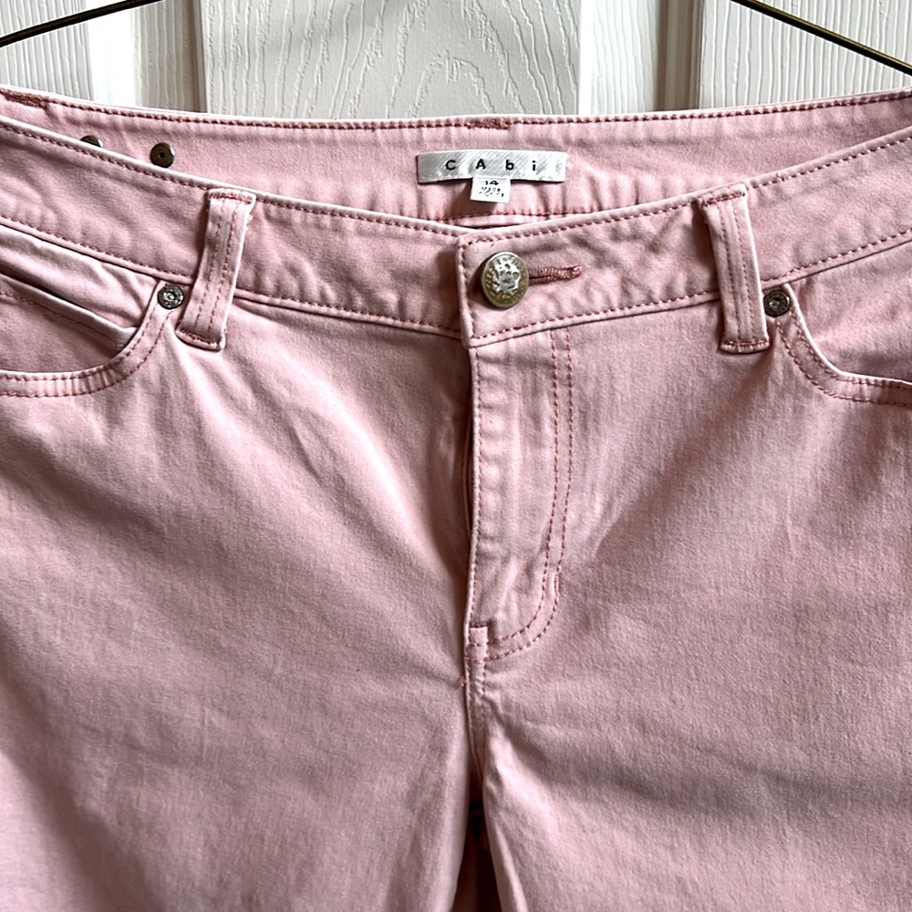 CAbi size 14 pastel pink ankle length slim jeans